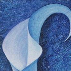 Acrylbild Callas vor blauem Hintergrund